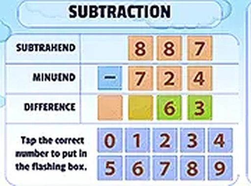 Subtraction Practice Math Game